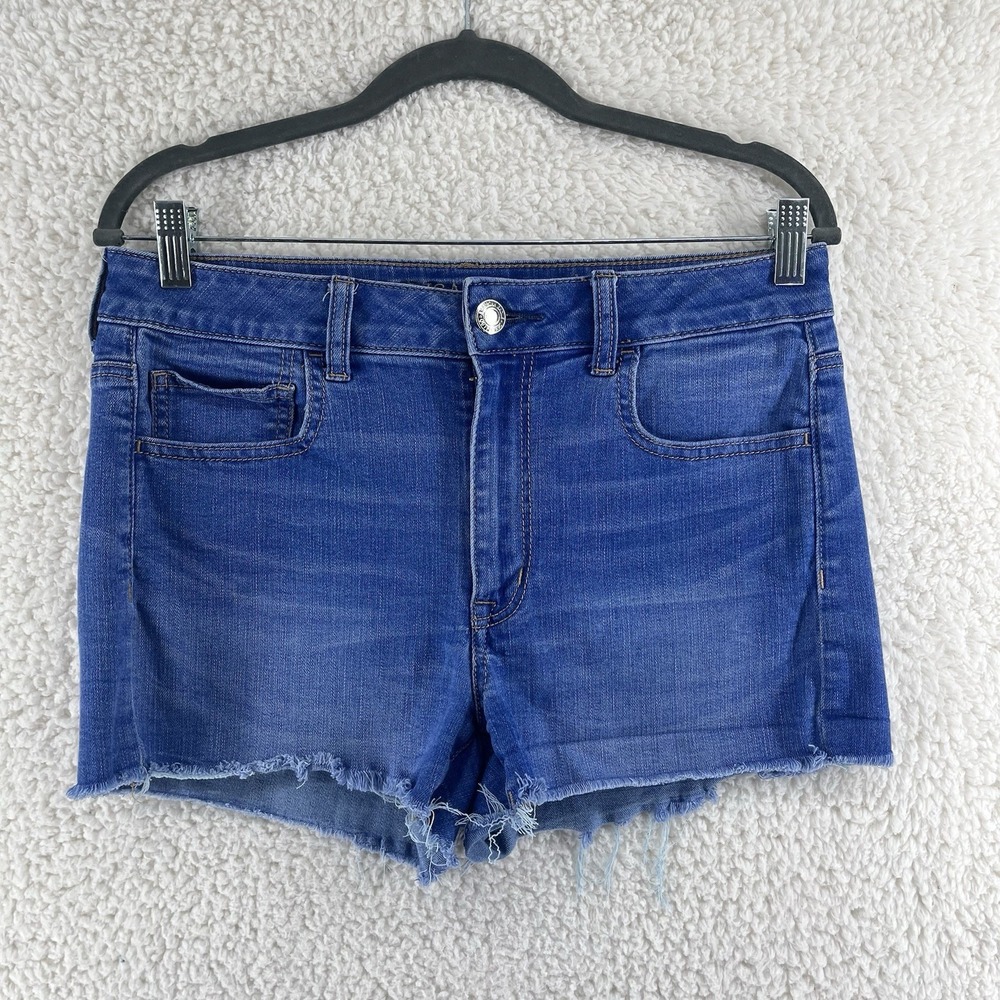 American Eagle Shortie Shorts Women's 12 Super Stretch Blue Denim Jean Hi-Rise